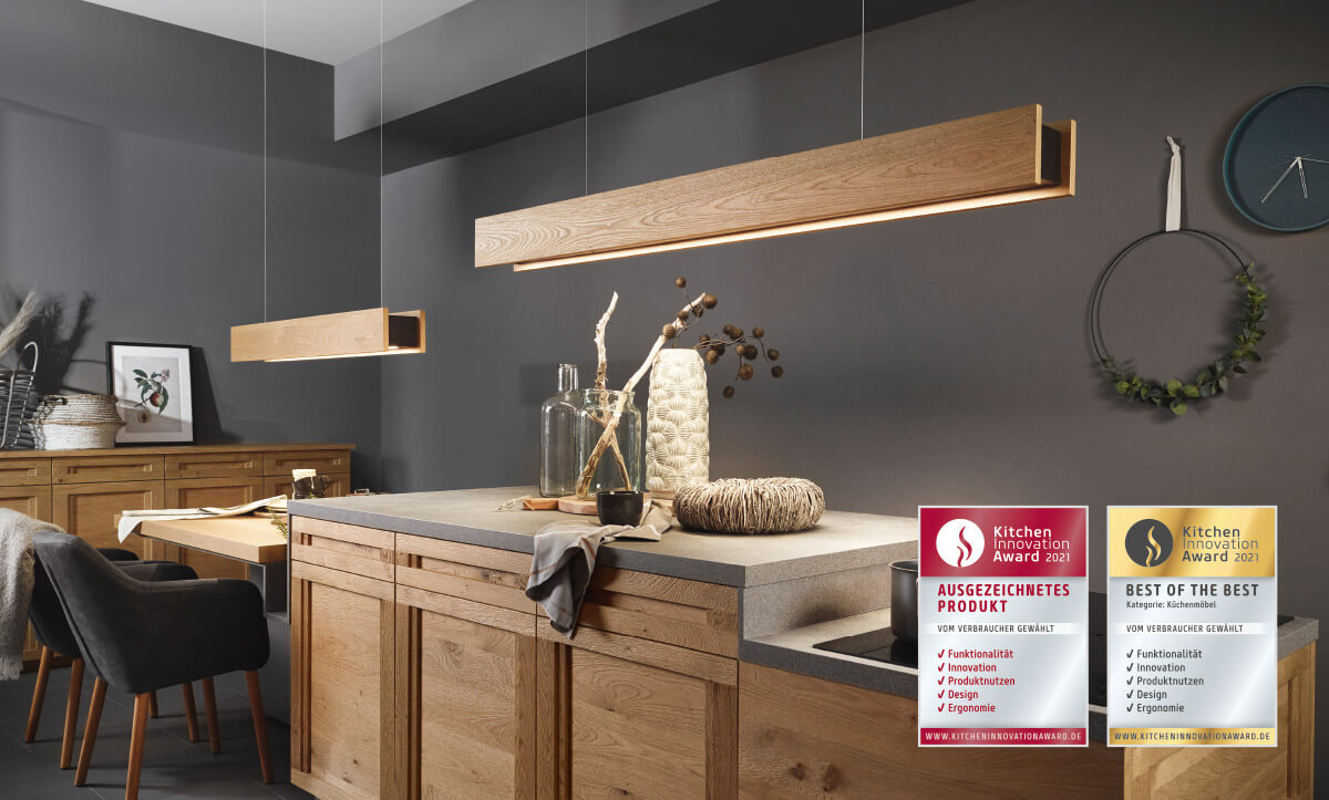 Kuchynské závesné svietidlá s pečaťami ocenenia Kitchen Innovation Award